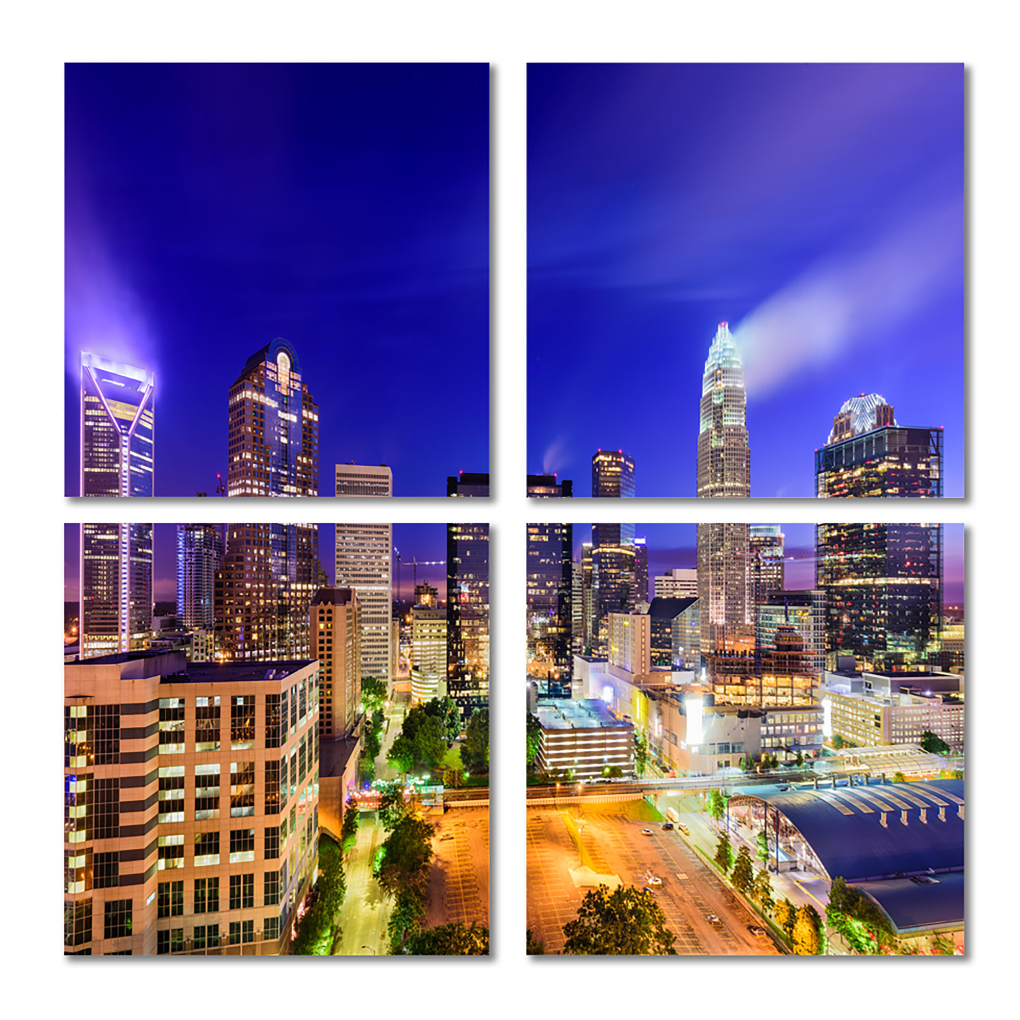 Latitude Run® " Charlotte North Carolina Cityscape " 4 Pieces Wayfair